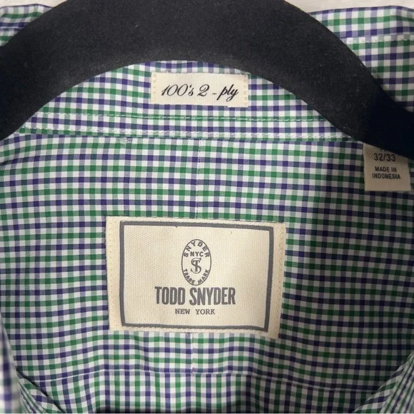 Todd Snyder The Mayfair Dress‎ Shirt Men's 17 32/33 White Green Purple Check NWT
